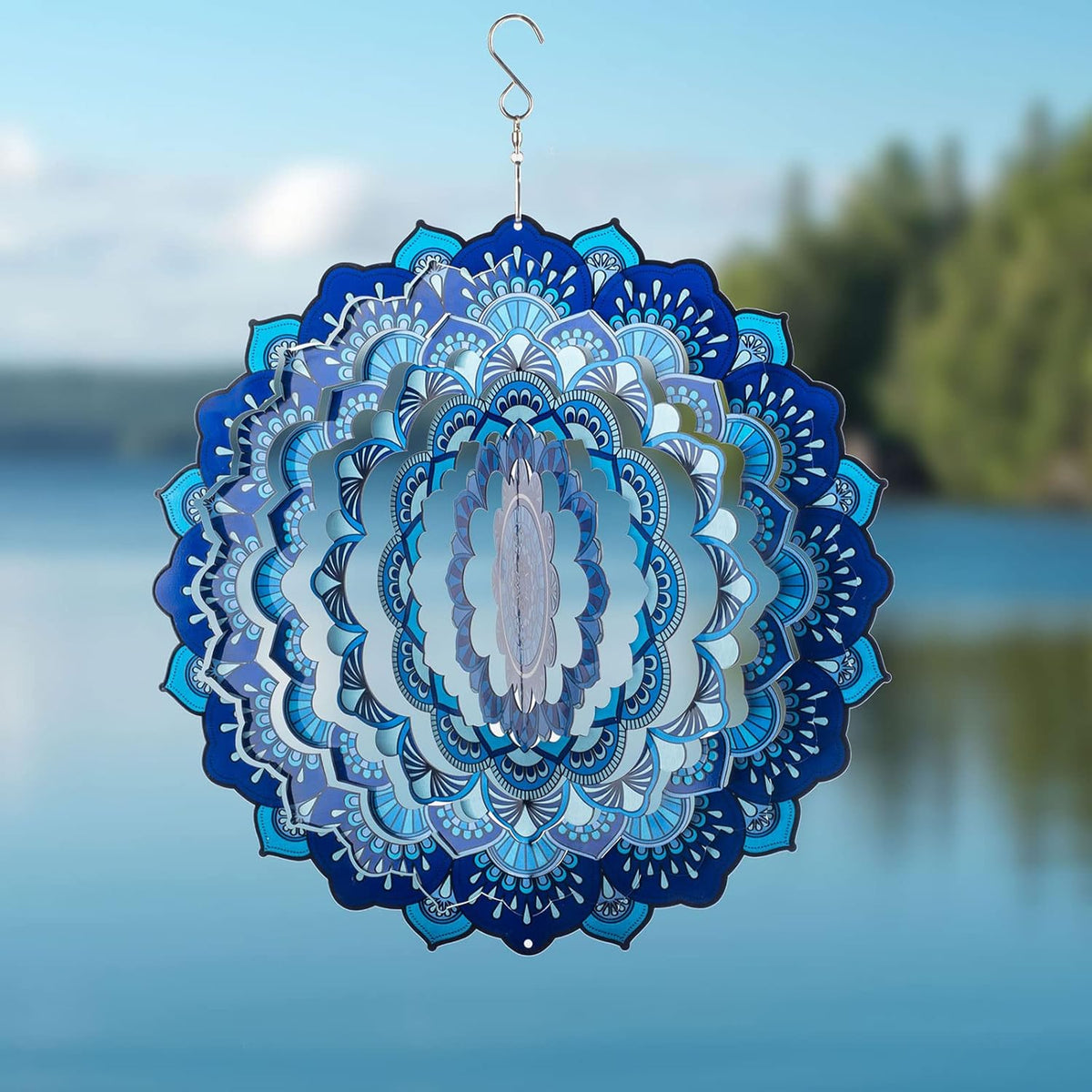 Wind Spinner Yard Art Garden Decor 3D Stainless Steel Metal Sculptures Kinetic Hanging Whirligigs