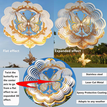 DJUAN Butterfly Stainless Steel Wind Spinners- Butterfly Gifts for Women Mom Grandma Wife, 12 inch
