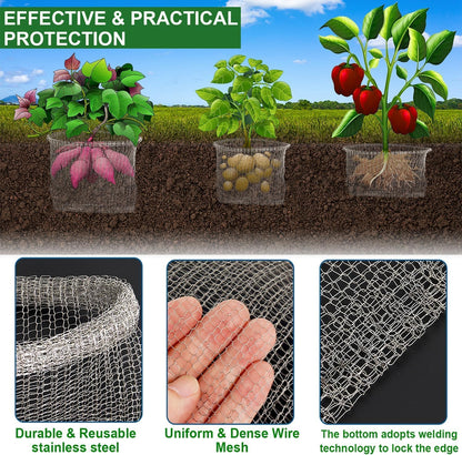 6 Pcs Plant Root Guard G-opher Basket 15 Gallon, Stainless Steel Metal Fruit Protection Bags