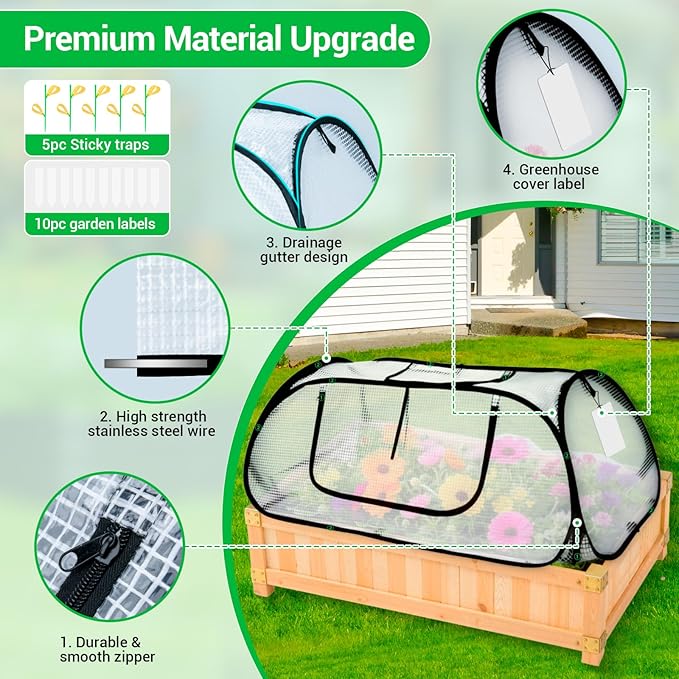Garden Covers for Raised Beds, Pop Up Raised Garden Bed Cover, Garden Row Plants Cover Accelerator