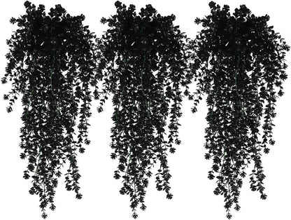 Black Hanging Flowers Faux Hanging Plants Black Artificial Hanging Plant Fake Greenery Faux UV