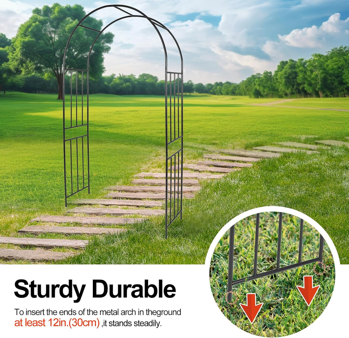 Metal Garden Arch 7.2ft High Wide Garden Arbor for Various Climbing Plant Outdoor Garden Archway