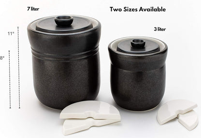 TOMO Fermentation Crock with Weights - Ceramic Sauerkraut Pickling Crock - Stoneware Kombucha