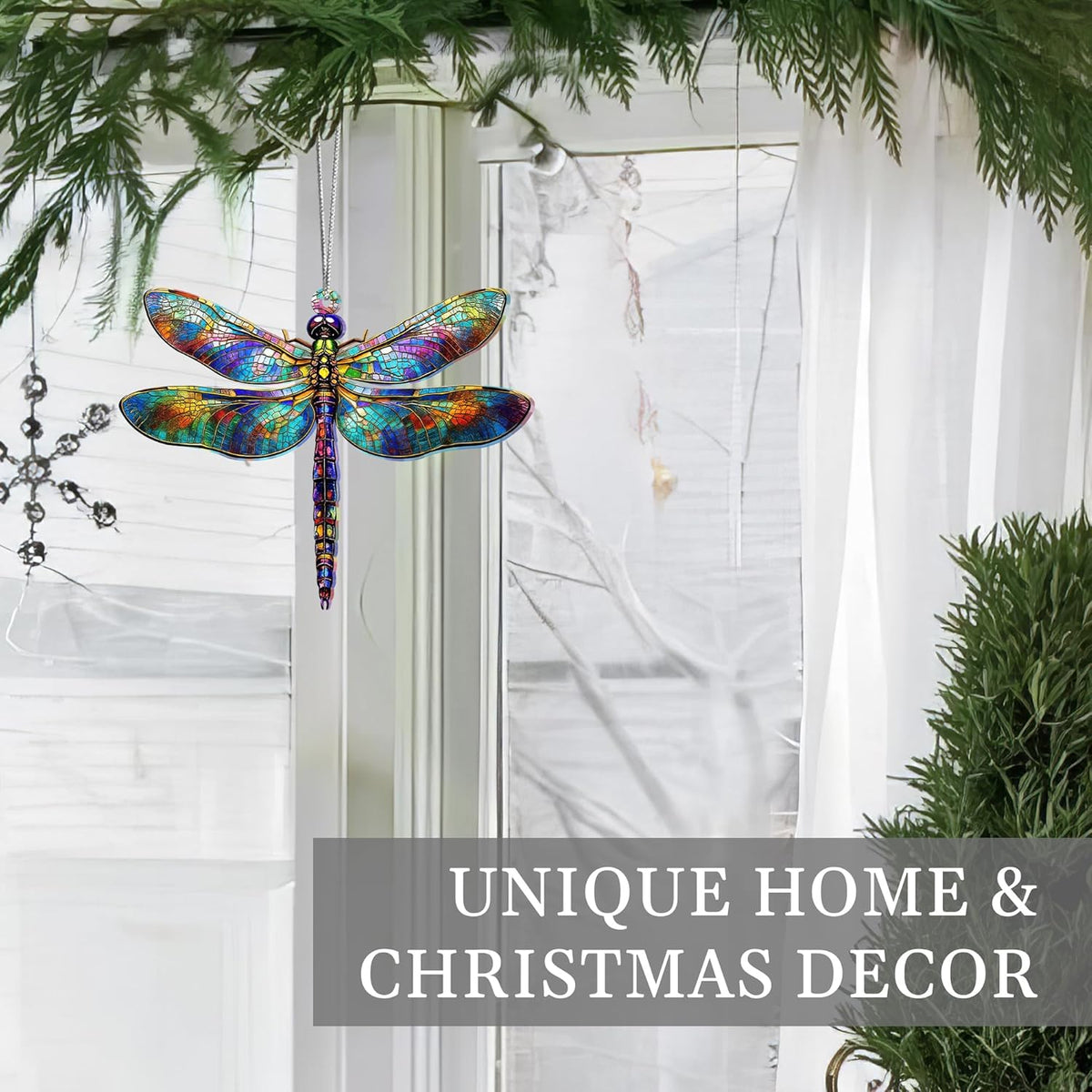 Dragonfly Gifts for Women, Dragonflies Decor Suncatcher Effect, Dragon Fly Stained Glass Effect