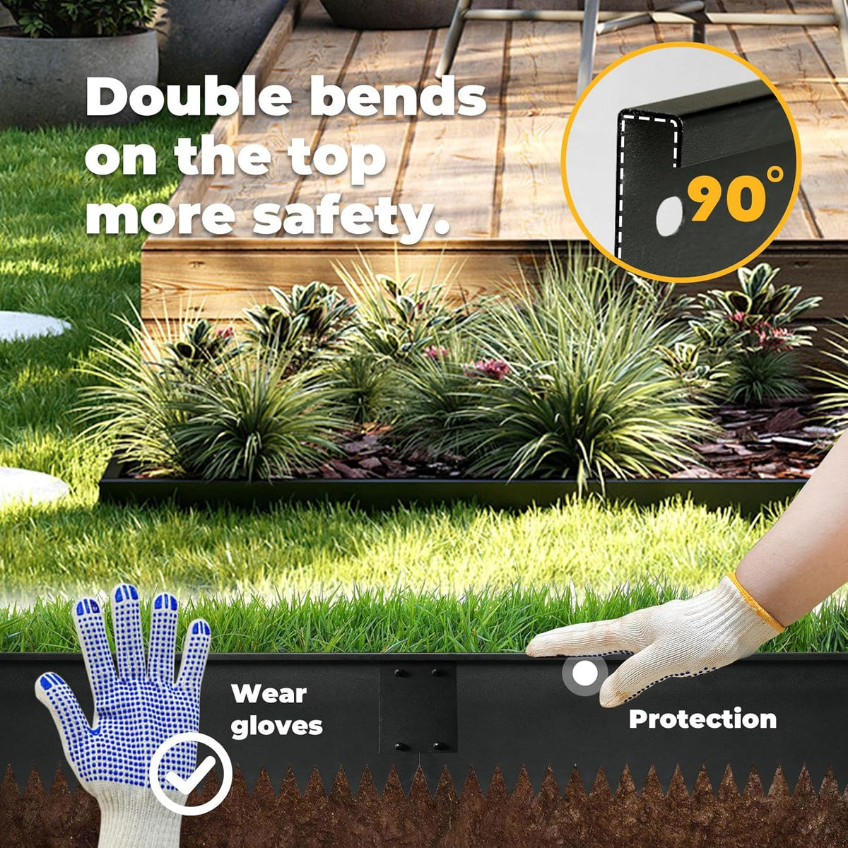 Steel Garden Edging with Top Bending Protection Metal Lanscape Edging Steel Lawn Edging 40 inch
