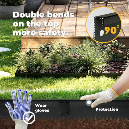 Steel Garden Edging with Top Bending Protection Metal Lanscape Edging Steel Lawn Edging 40 inch