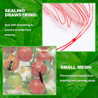 Insect Bird Barrier Mesh, Garden Netting Barrier, Bird Netting, Netting for Plant with Drawstring