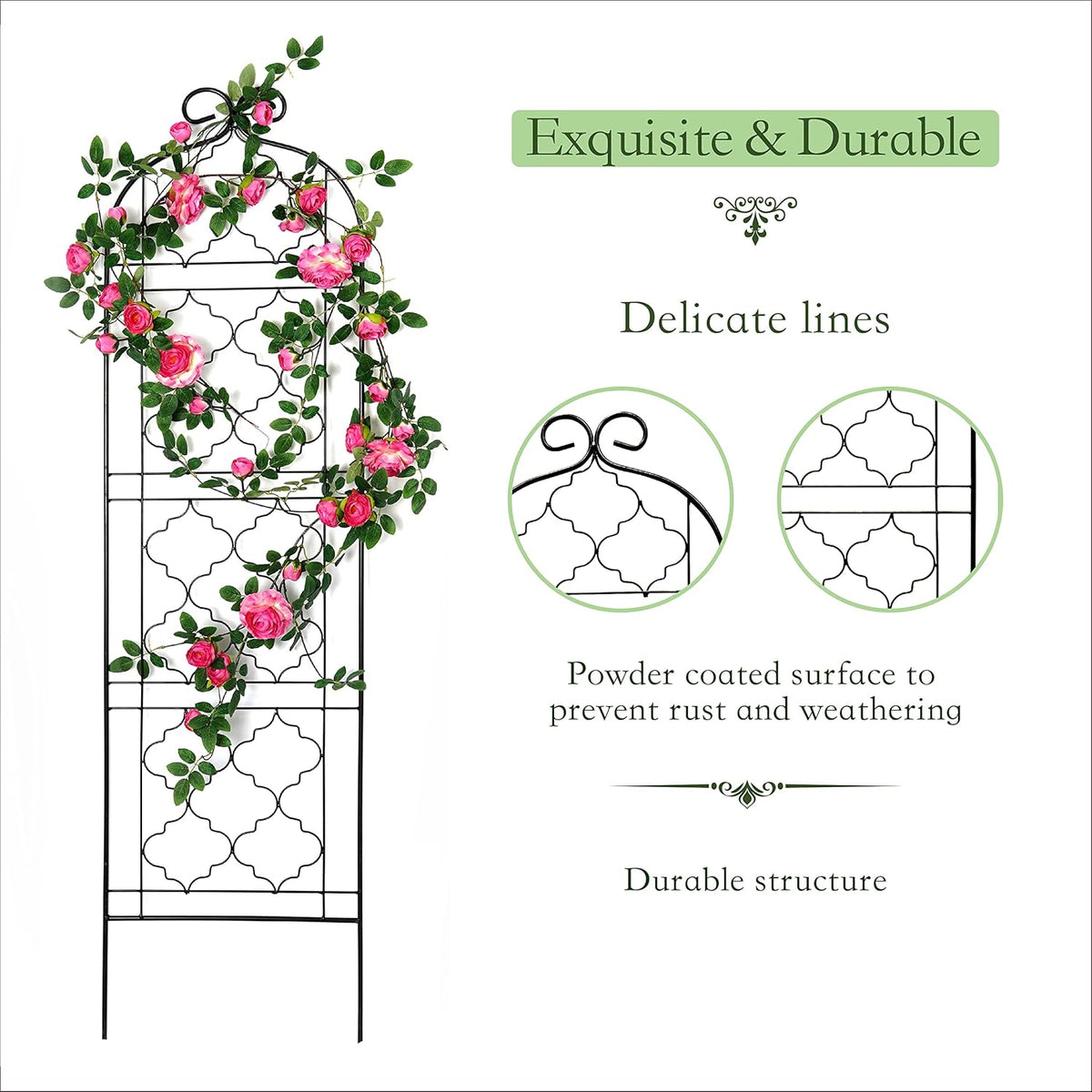 Garden Trellis for Vines and Climbing Plants Outdoor, Iron Wire Lattices Grid Panels for Potted