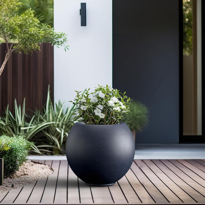 Kante Round Concrete Flower Pot, 19.3 Inch Dia (14" Opening) Sphere Shape Design Planter with