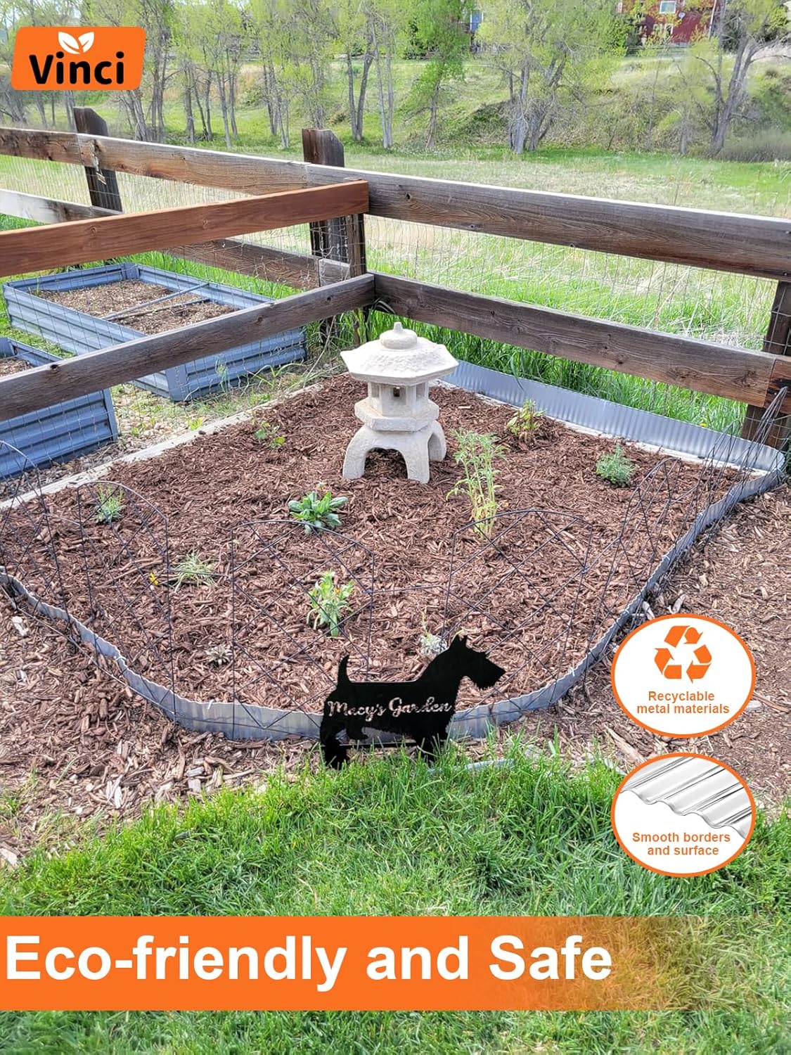 Vinci Garden Landscape Edging Border, 6 Inch x 20 FT Corrugated Sturdy Metal Easy Installation Safe