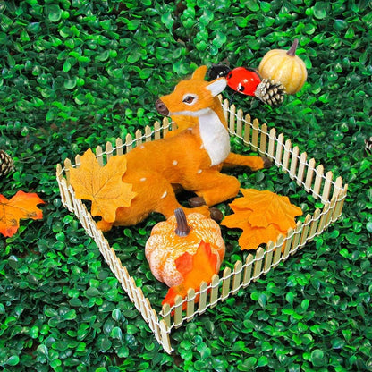 Prsildan 40 Inches Miniature Fairy Garden Fence, DIY Wood Picket Fence Mini Ornament for Dollhouse