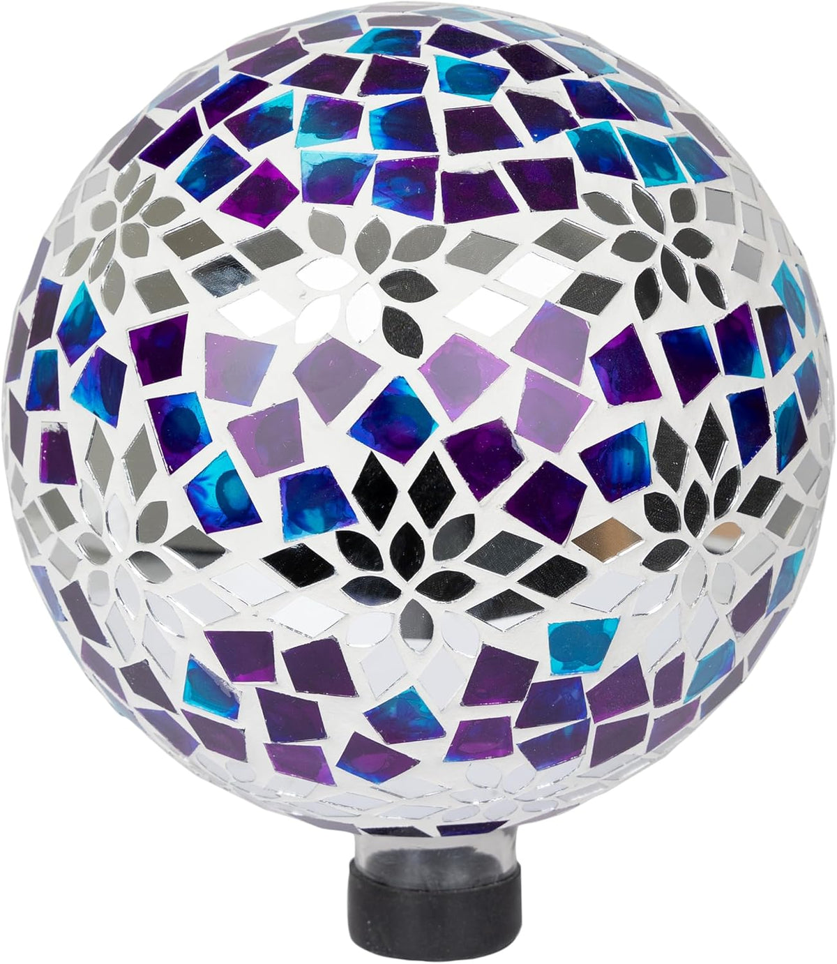 Alpine Corporation HMD218 Mosaic Gazing Globe with Mirrored Floral Pattern Decoration for Garden