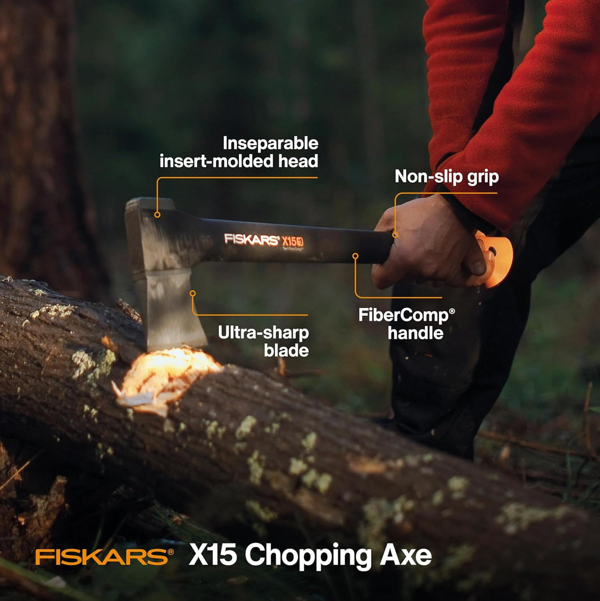 Fiskars X15 Splitting Axe, Tree Branch Cutter and Wood Splitter (23.5-Inch Axe) with