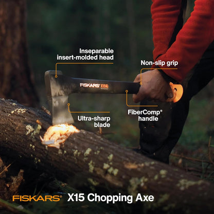 Fiskars X15 Splitting Axe, Tree Branch Cutter and Wood Splitter (23.5-Inch Axe) with