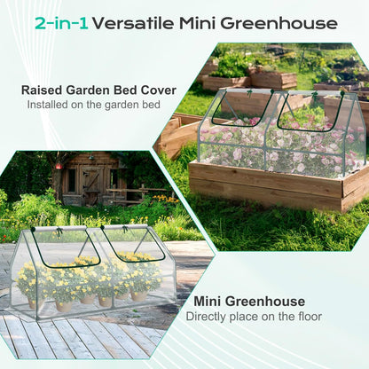 BPS 6x3x3 ft Mini Greenhouse with Transparent PVC Cover UV-Protected Roll-Up Zipper Windows, Ideal