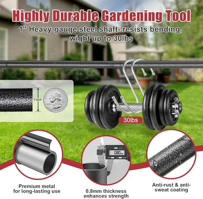 Garden Rake for Leaves: 55 Inch Adjustable Long Handle 18 Metal Tines with 8-17" Expandable Head