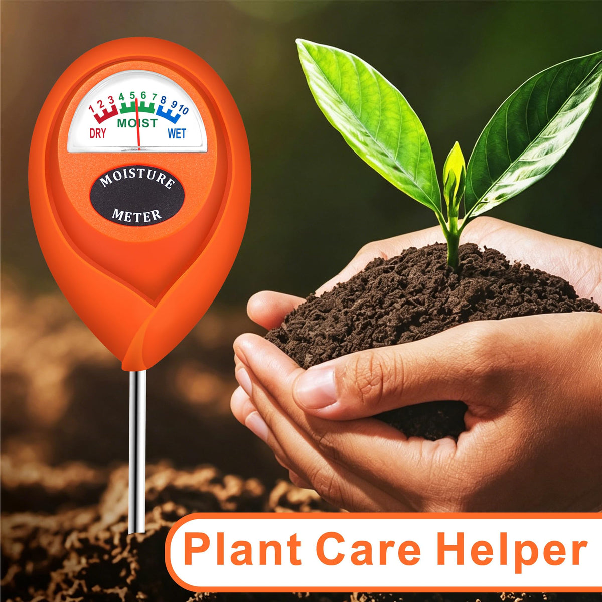 XLUX Orange 2 Pack Soil Moisture Meter, Garden Lawn Indoor Outdoor Use, Battery-Free