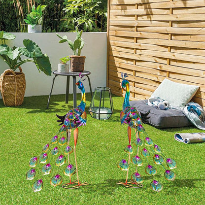 XONOR Metal Peacock Garden Statues Peacock Yard Art Outdoor Sculptures for Home Patio Lawn Backyard