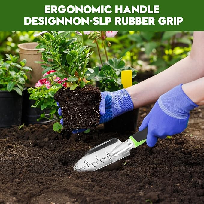 Heavy Duty Gardening Set, Featuring 9 Piece Durable Tools with Comfortable Non Slip Ergonomic