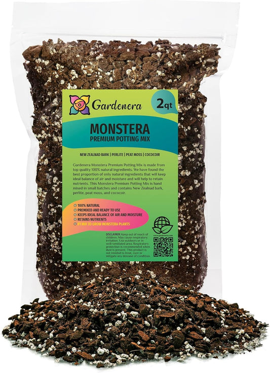 Premium Monstera Soil Mix by Gardenera - Perfect Drainage and Moisture Retention for Swiss Cheese