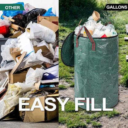 4 Pack 32 Gallons Reusable Yard Waste Bags with Zipper Lid Lawn Leaf Bags Heavy Duty with 4 Handles