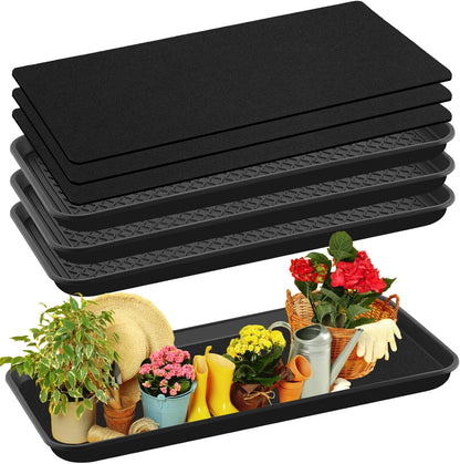 Vesici 3 Set/6 Pcs Large Self-Watering Plant Trays (30"x15") and 3mm Capillary Mat-Automatic