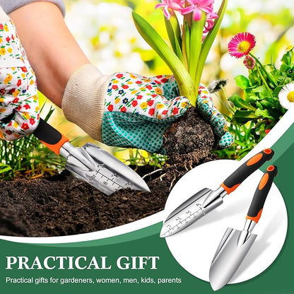 Honoson Garden Hand Trowel Transplant Trowel with Measurements Aluminum Alloy Planting Tools with
