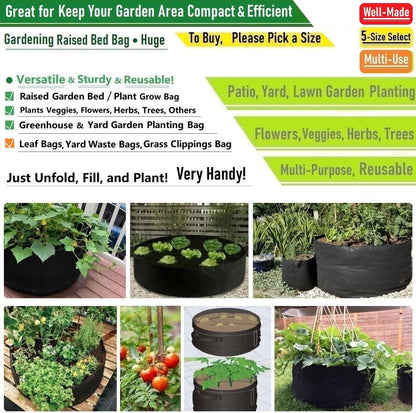 150 Gallon Large Raised Garden Bed Bag (44x24 inch) Big Garden Bag Sturdy Plant Grow Bag for