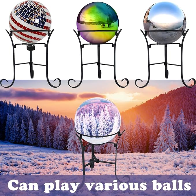 Garden Gazing Ball Stand,Metal Gazing Globe Sphere Stand Holder,for 10 to 12 Inches Metal or Glass