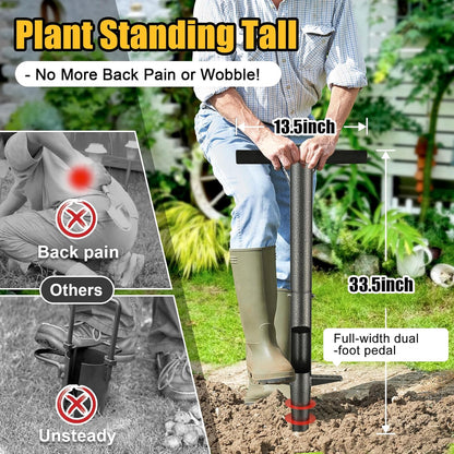 Bulb Planter Tool - 34" Long Handle Sod Plugger Lawn Digger,Auto Plug Eject,Heavy Duty Yard Garden