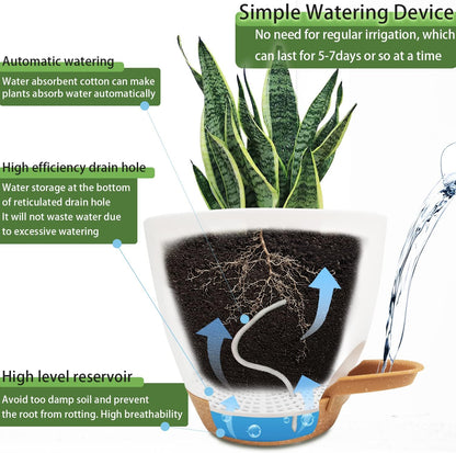 Self Watering Planters with Drainage Holes Reservoir,Nursery Planting Pot for Indoor Decor Garden