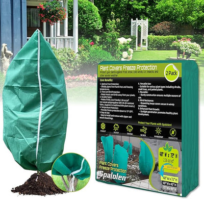 2 Pack Plant Covers Freeze Protection, 48"W x 72"H Winter Frost Blanket 2.36 oz/yd² Fabric Frost