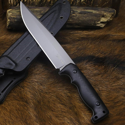 BA-KOR 5mm (9CR18MOV) steel 12.4" full tang hunting knife+K sheathing &5.9" cerium igniter Suitable
