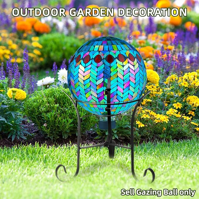VOREEN Mosaic Glass Gazing Ball Outdoor Gazing Globe, Handmade Reflective Ball Yard Decoration for