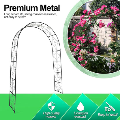 Metal Garden Arch 7.2ft High X 4.5ft Wide Garden Arbor for for Climbing Plants Roses Vines, Outdoor