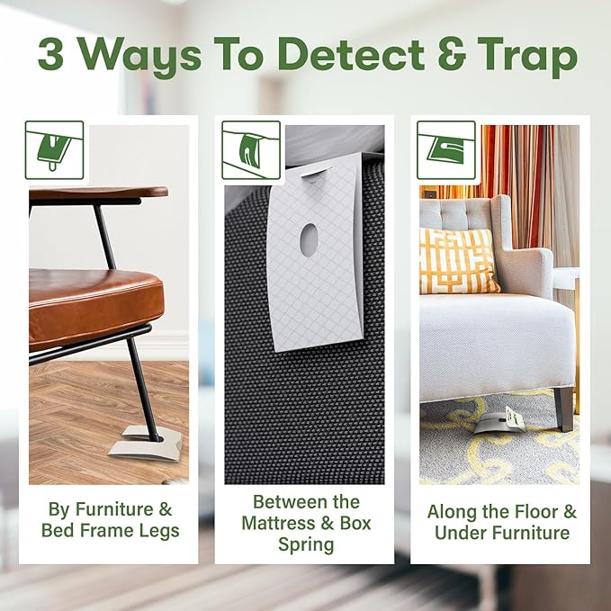 BugMD Bed Bug Trap (2 Pack, 24 Traps) - Interceptors, Bed Bug Prevention, Sticky Glue Traps, Insect