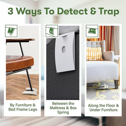BugMD Bed Bug Trap (2 Pack, 24 Traps) - Interceptors, Bed Bug Prevention, Sticky Glue Traps, Insect