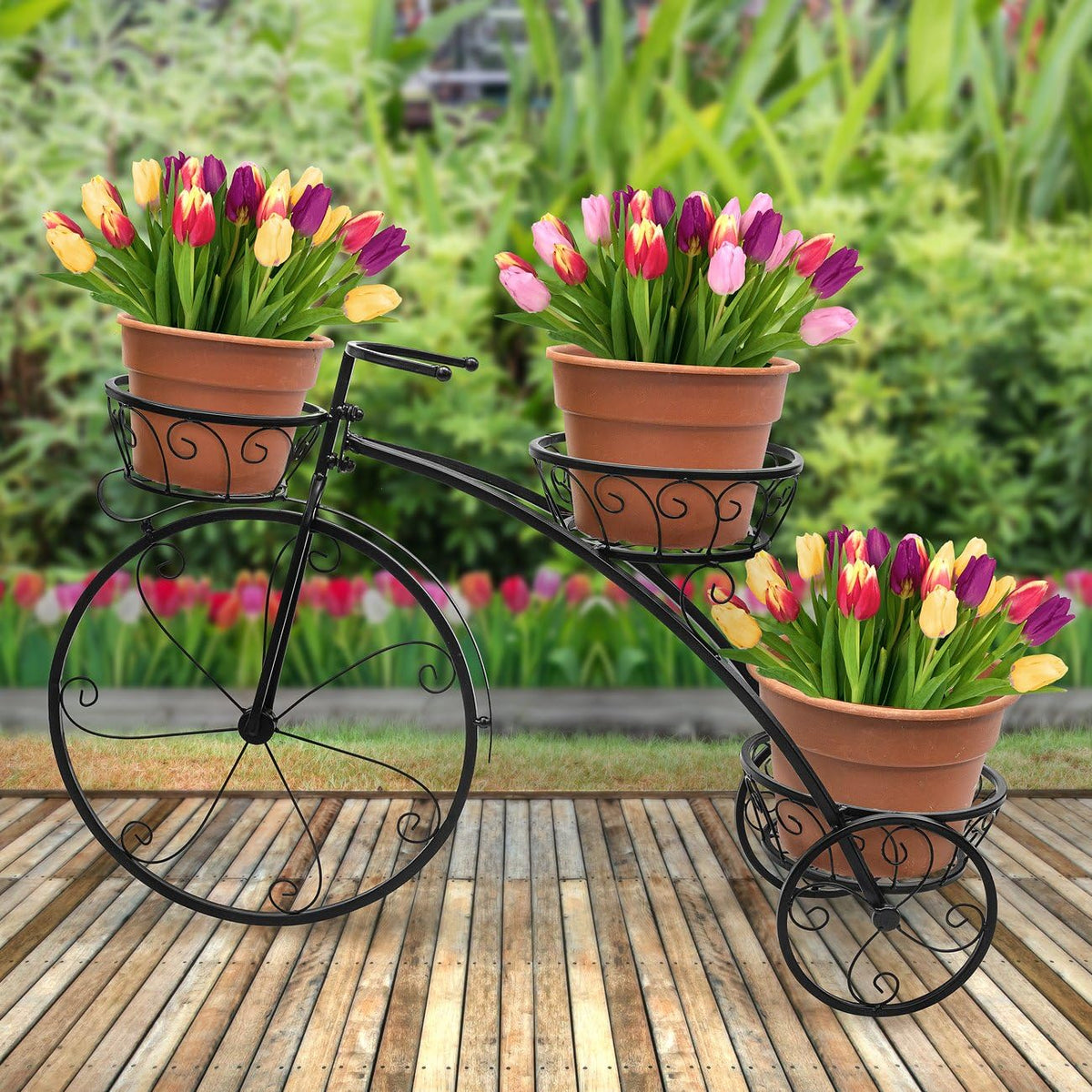 Sorbus Tricycle Plant Stand - Flower Pot Cart Holder - Ideal for Home, Garden, Patio - Great Gift