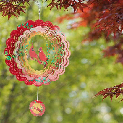 Cardinal Wind Spinners Metal Outdoor Sculpture for Outside Decoration,12 inch 3D Stainless Steel
