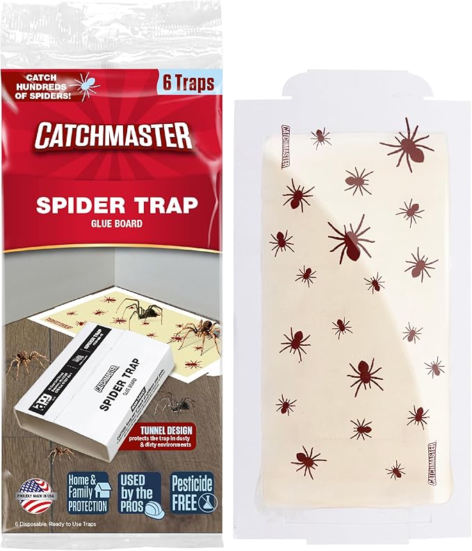 Catchmaster Spider Traps Glue Boards 6-Pack, Adhesive Bug Catcher, Insect, Scorpion, Cricket