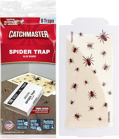 Catchmaster Spider Traps Glue Boards 6-Pack, Adhesive Bug Catcher, Insect, Scorpion, Cricket