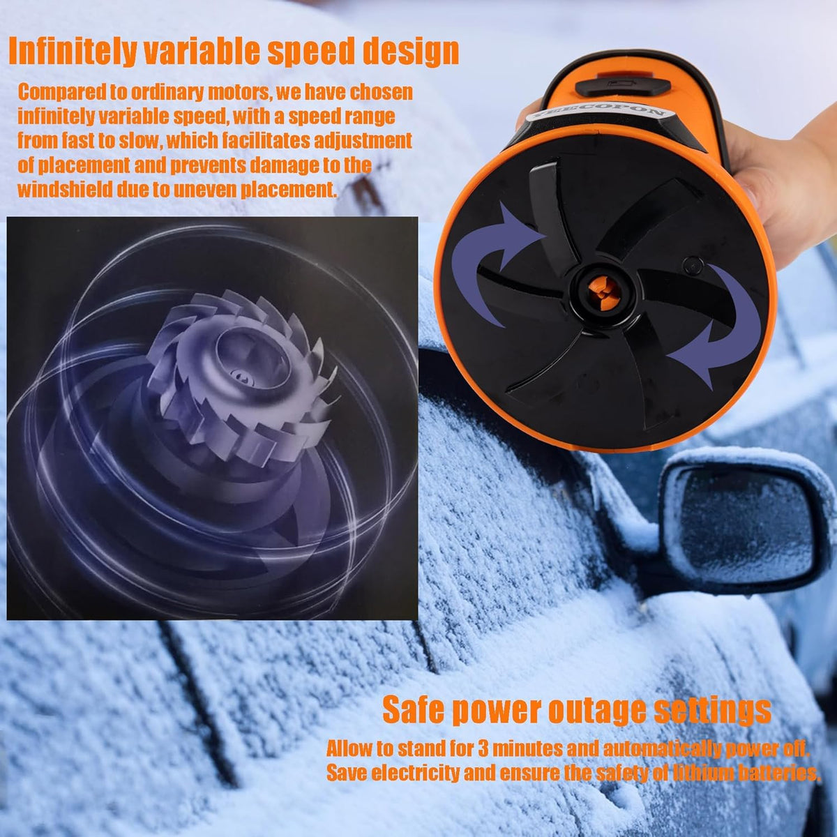 3-in-1 Electric Ice Scraper for Cars & Home – Cordless Handheld Defroster, Cleaner & Polisher, 500