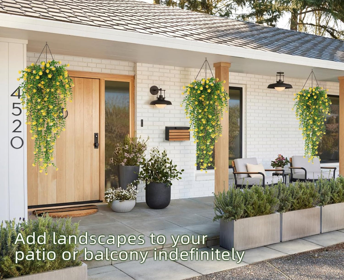 RECUTMS Outdoor Fake Hanging Plants,Hanging Plant Vine,Faux Eucalyptus Leafs Greenery Vine Plant