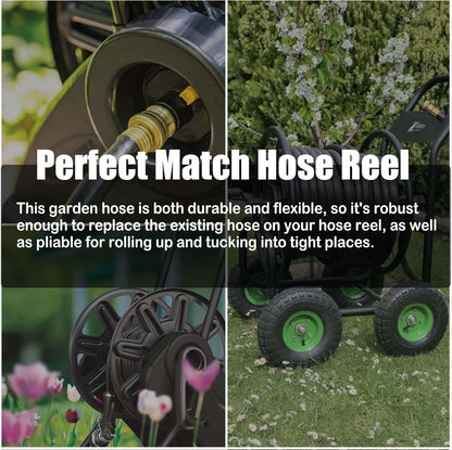 Hybrid Garden Hose 25FT - 5/8" Durable Sturdy and Functional Heavy Duty Rubber Hose with Brass