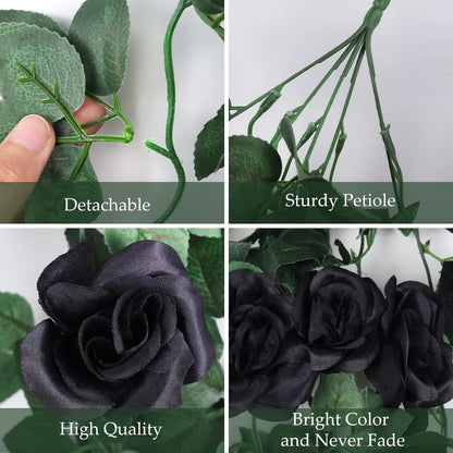 RECUTMS Artificial Rose Vine Hanging Plants 4Pieces 3.3Ft Flowers for Home Room Garden Wedding