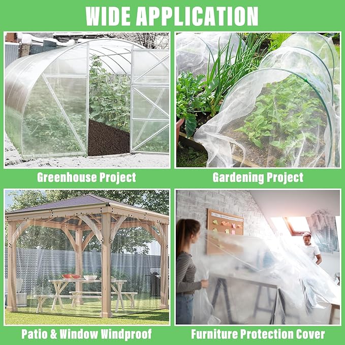 Legigo 10 X 30 Ft Clear Plastic Plant Covers Freeze Protection- 6 Mil Winter Greenhouse Plastic