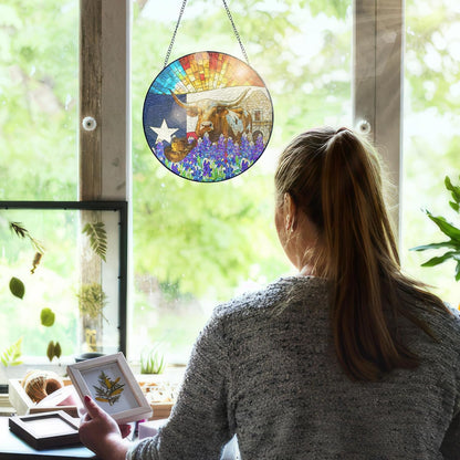 FLAGWIX Christmas Texas Gifts for Women Men - Stained Glass Window Hanging 10in - Sun Catchers