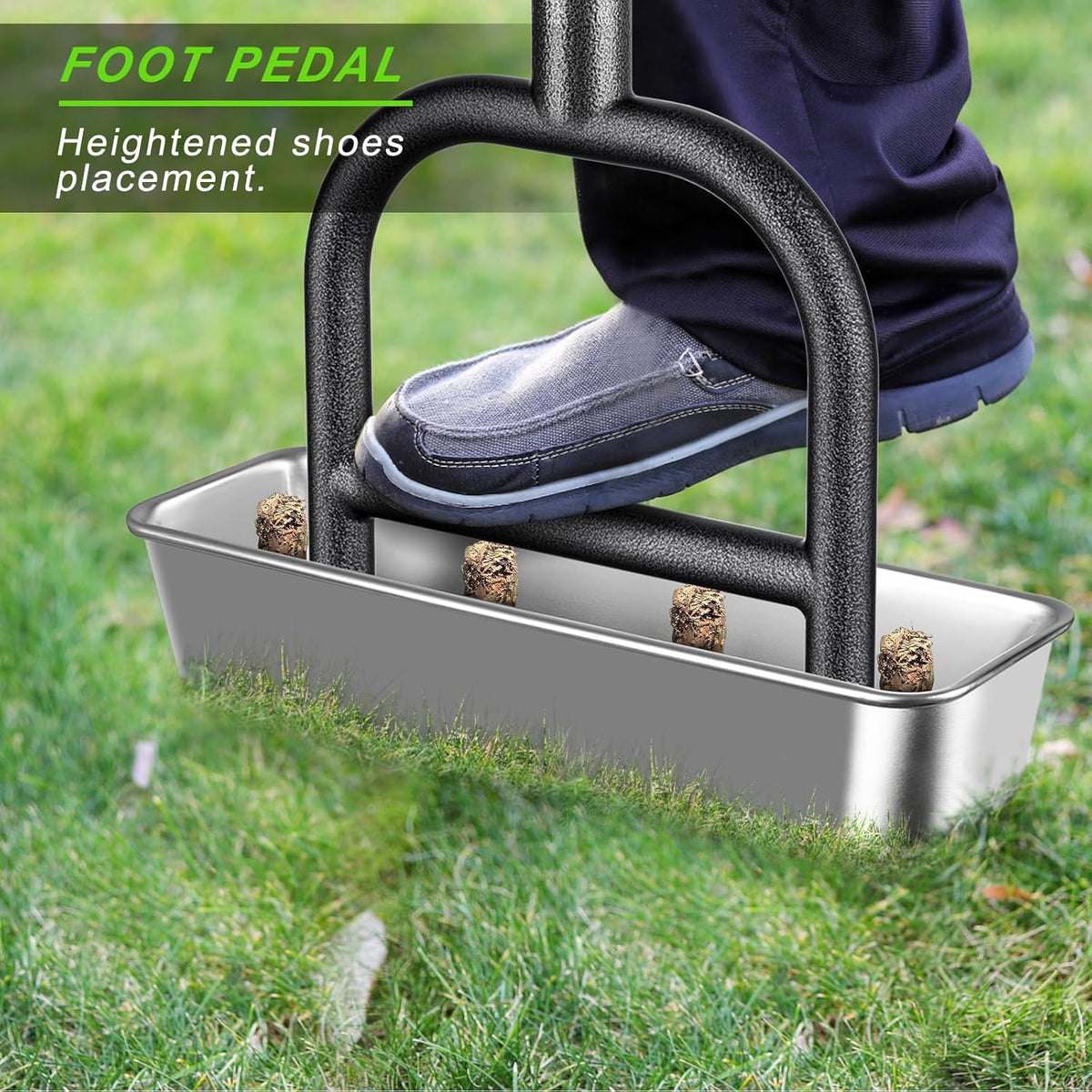 Dolibest Lawn Coring Aerator, Manual Lawn Aerator,4 Stainless Steel Corer Plug Aerator with Soil