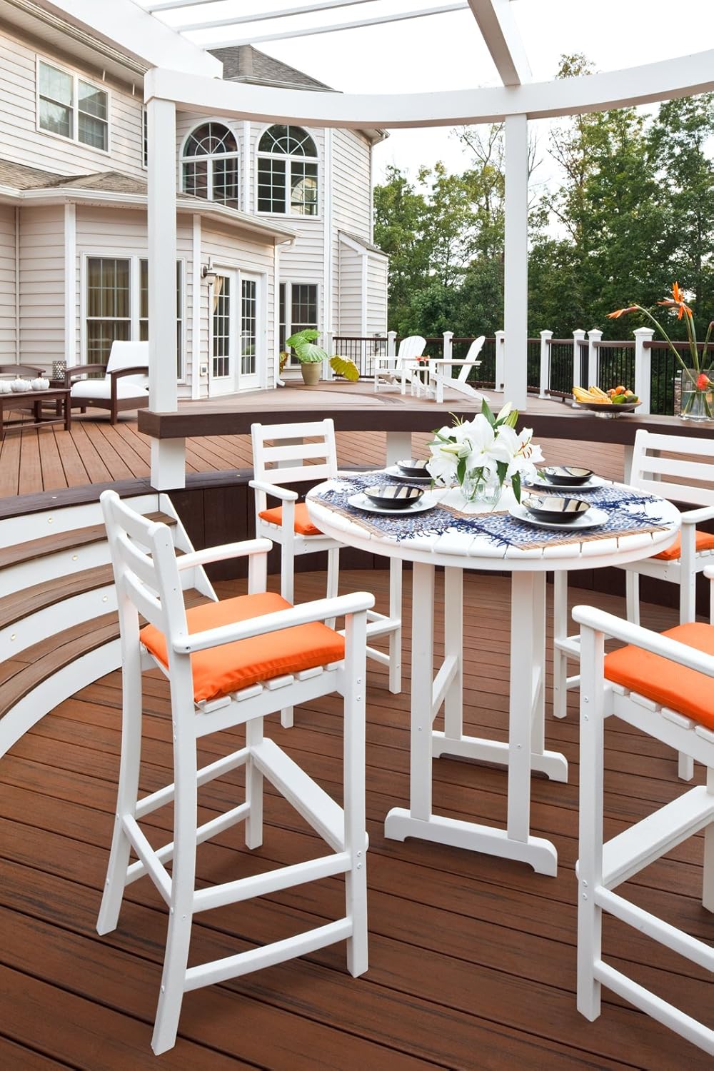 Trex Outdoor Furniture TXRBT248CW Monterey Bay Round Bar Table, 48-Inch, Classic White