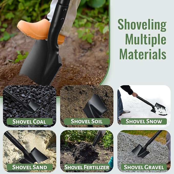 Small Shovels for Digging, Garden Spade Shovel Beach Shovels with 43.3in Handle,Heavy Duty Portable